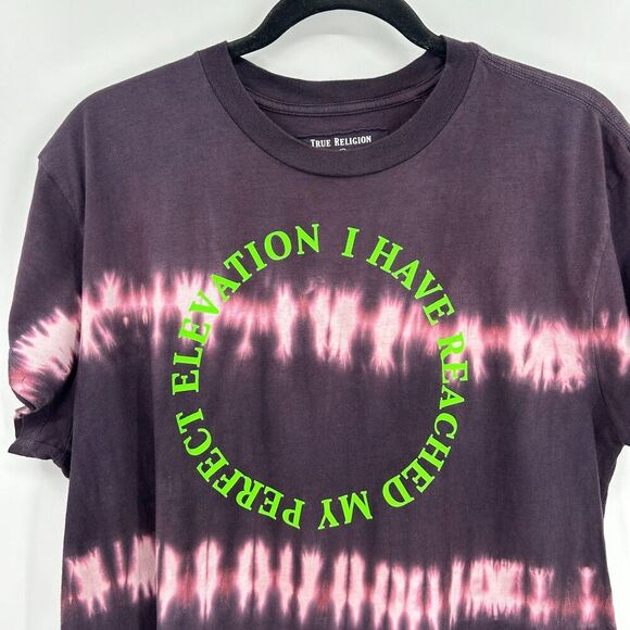 TRUE RELIGION Men's Purple Tie Dye Short Sleeve 100% Cotton T-Shirt Size Small - Picture 3 of 5
